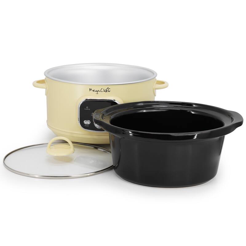 3.5 Liter Digital Display Electric Slow Cooker in Cream
