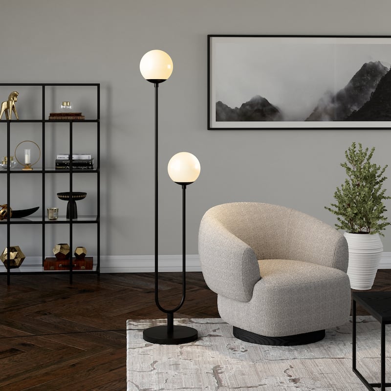 Dufrene 2-Light Floor Lamp with Glass Shades