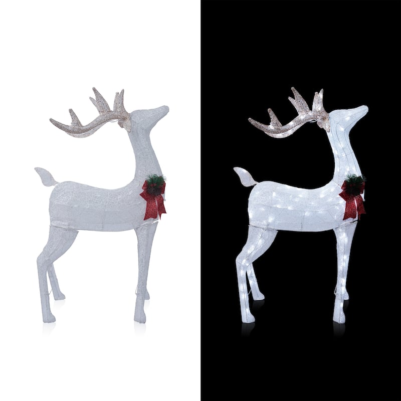 Alpine Corporation Mesh Holiday Reindeer Lawn Decoration with Cool White Lights