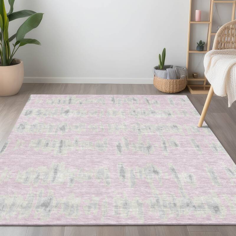 Machine Washable Indoor/ Outdoor Chantille Abstract Contemporary Rug