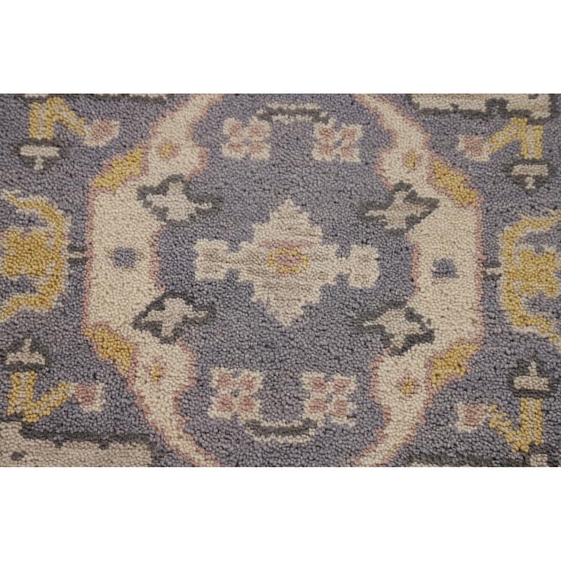 Lilac Oushak Indian Runner Rug Handmade Wool Carpet - 2'5"x 12'3"