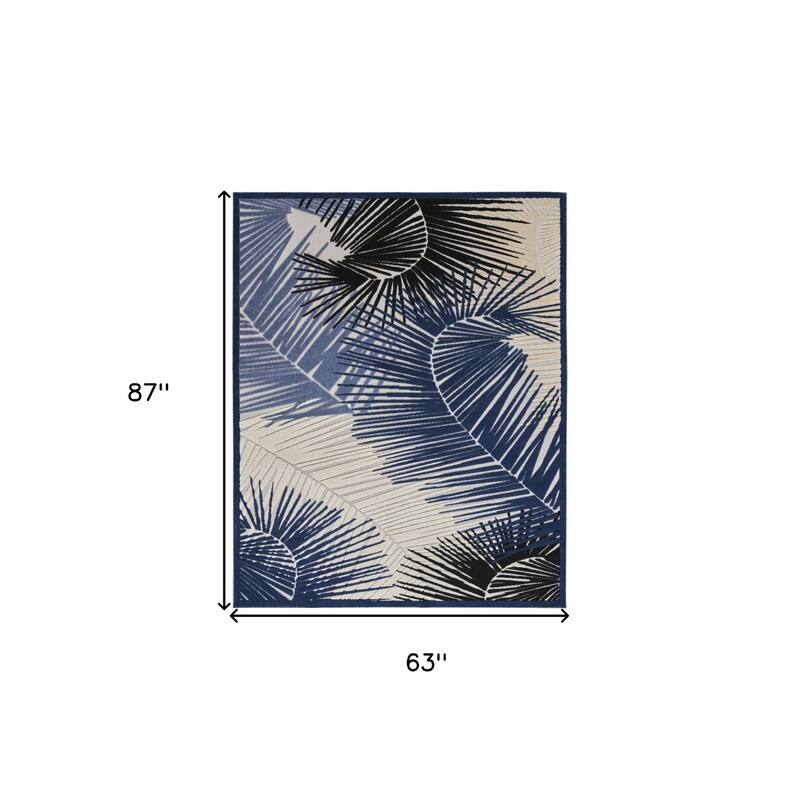 HomeRoots Palm Leaf Contemporary Rectangle Outdoor Rug - 5' X 7'