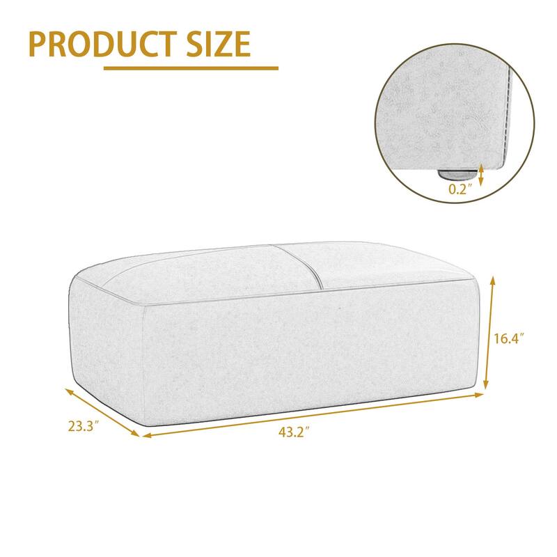 UIXE Genuine Leather Ottoman, Upholstered Ottoman for Living Room