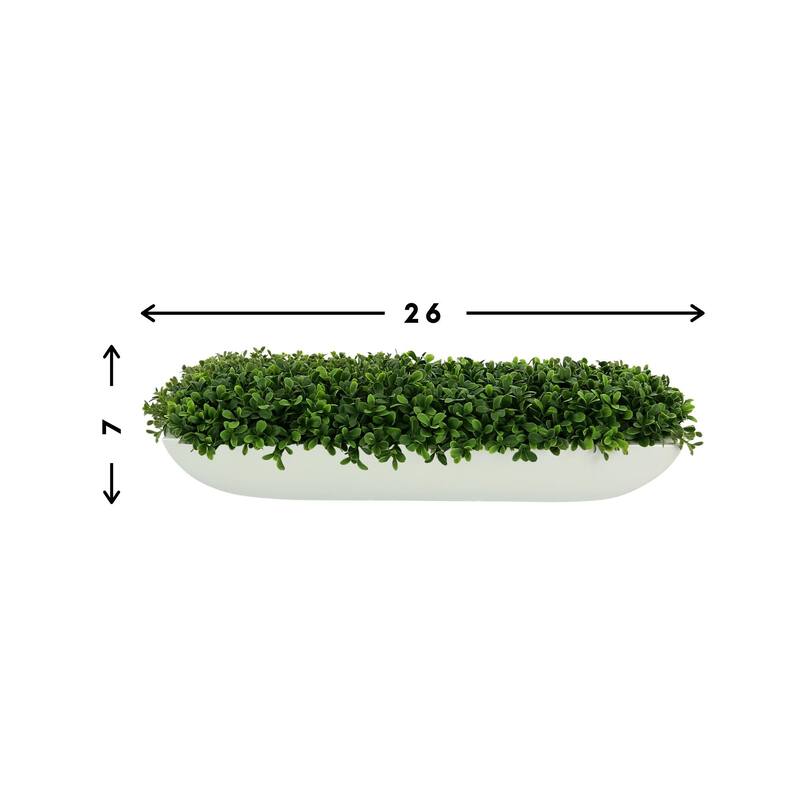 UV Rated Outdoor Boxwood Arrangement in a Fiberstone Planter - Green