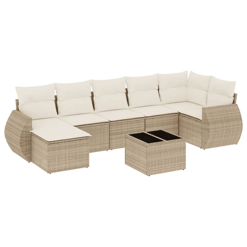 vidaXL Patio Sofa Set with Cushions Outdoor Furniture 8 Piece Poly Rattan - 21.7 x 21.7 x 14.6