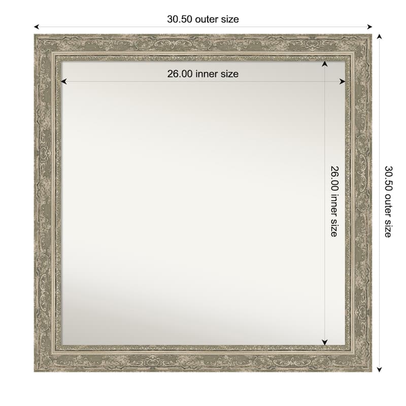Filigree Non-Beveled Framed Wall Mirror - 31 x 31 in - Filigree Silver