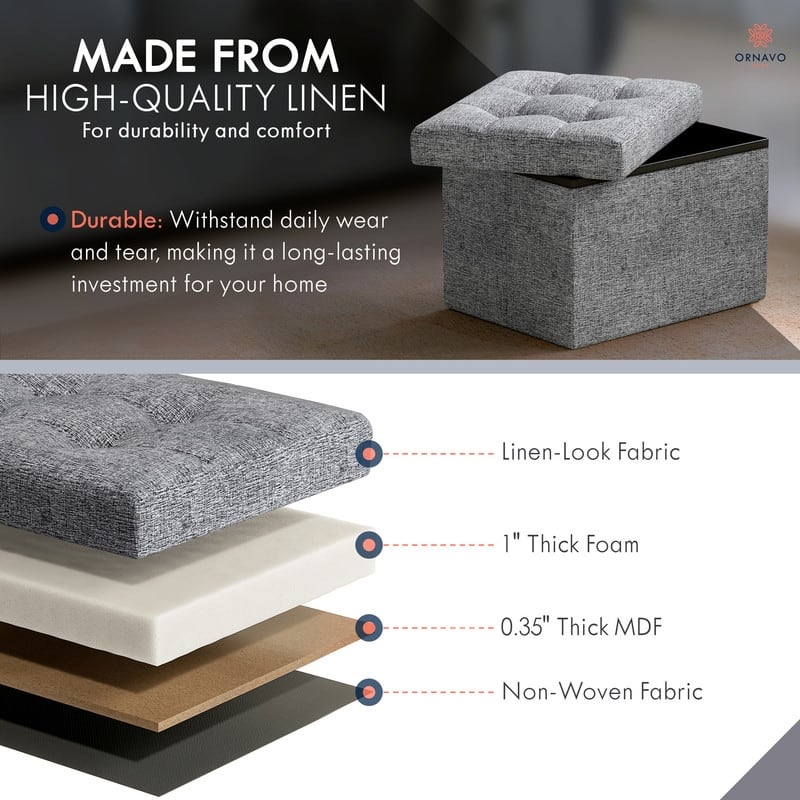 Small Foldable Rectangle Storage Ottoman