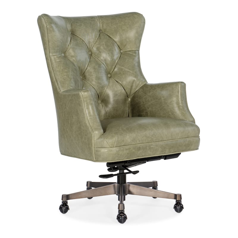 Hooker Furniture EC466 Brinley 27" Wide Leather Executive Swivel - Bellaire Tranquil Sage / Metal