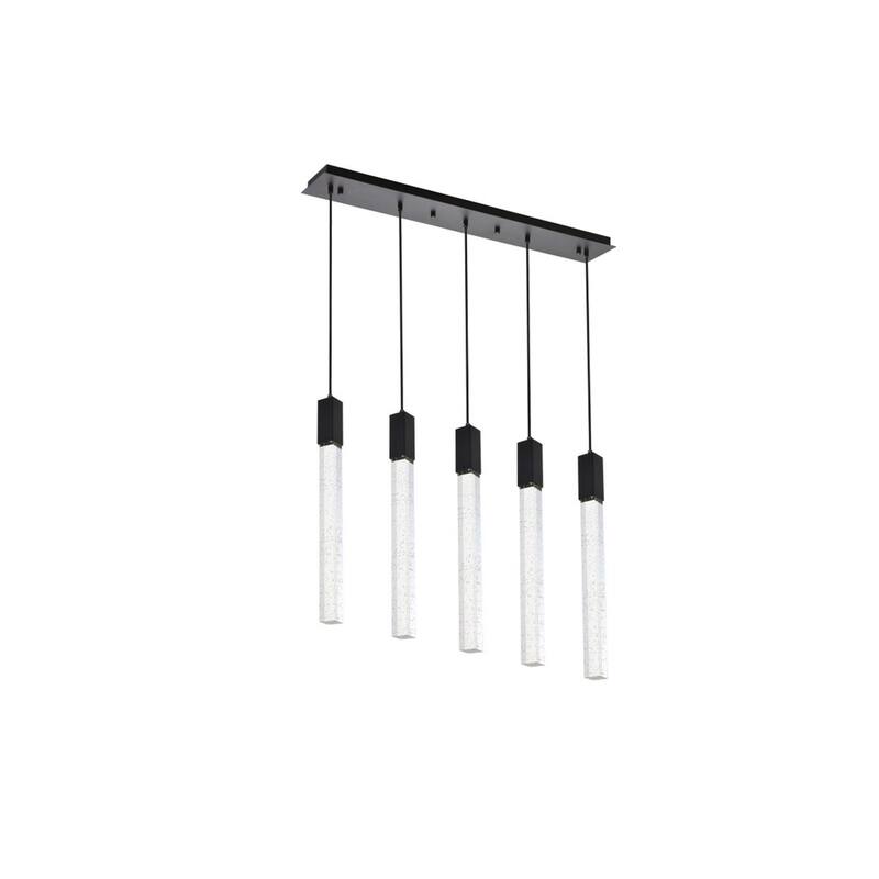 Modern Pendant Light - 5 Light Ceiling Fixture for Living Room, Dining Room, Black Finish - 144