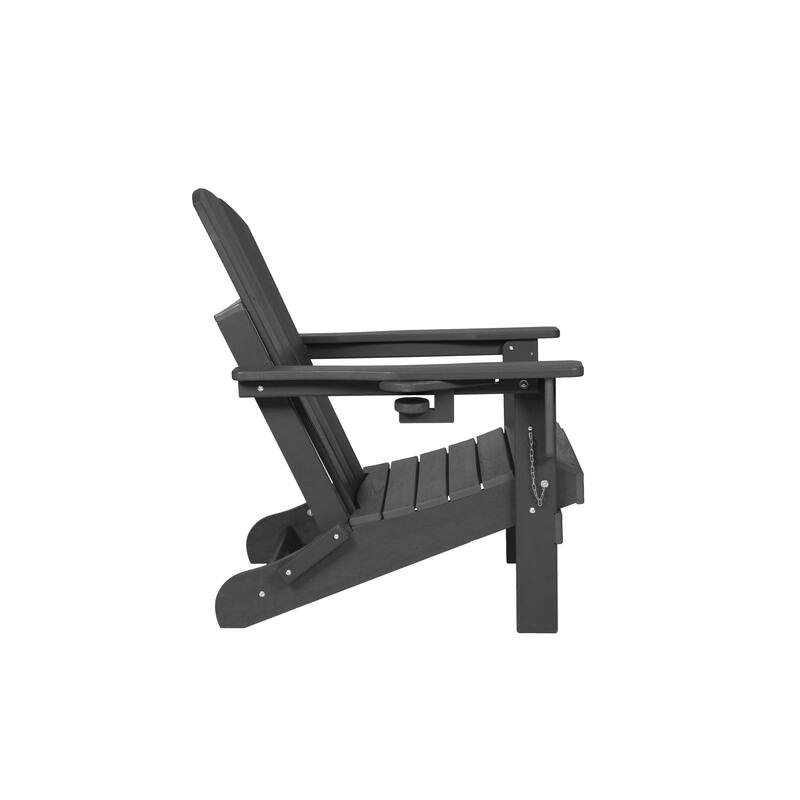 HDPE Folding Adirondack Chair with Dual Cup Holder - Composite Adirondack Chair with Wood Texture