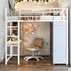 preview thumbnail 22 of 38, Metal & Wood Full Size Loft Metal Bed with Desk,Power Outlet,LED and Wardrobe