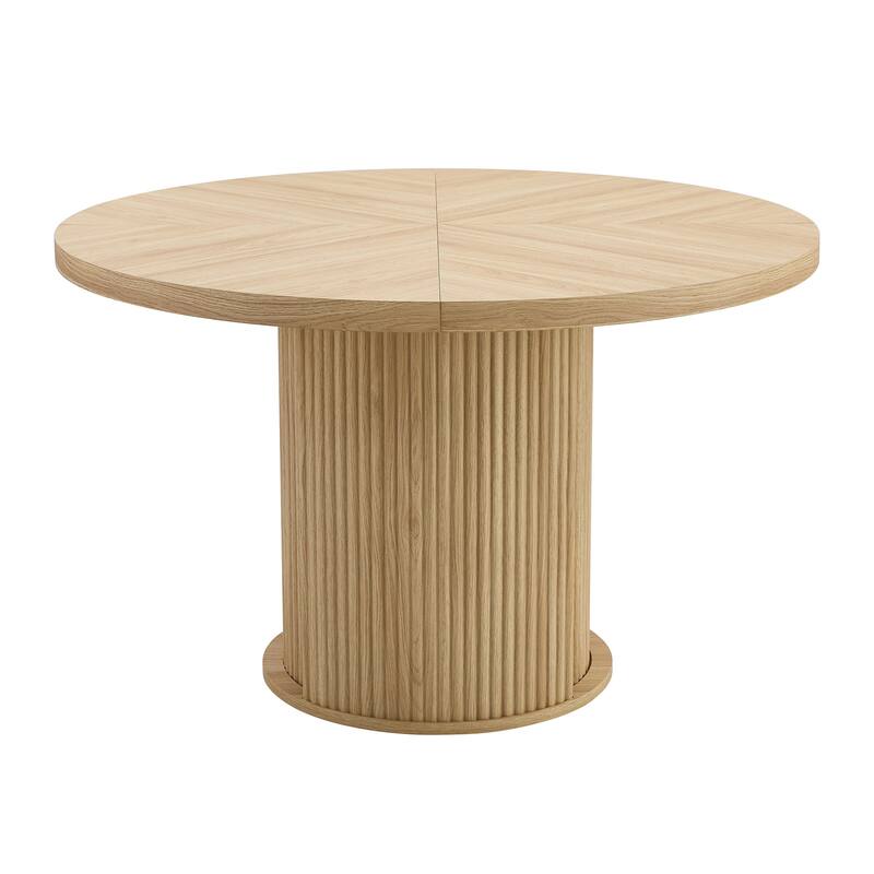 Classic Coffee Table, Round Dining Table with Double-Layer Storage, Woodgrain Kitchen Table for 4-6 People