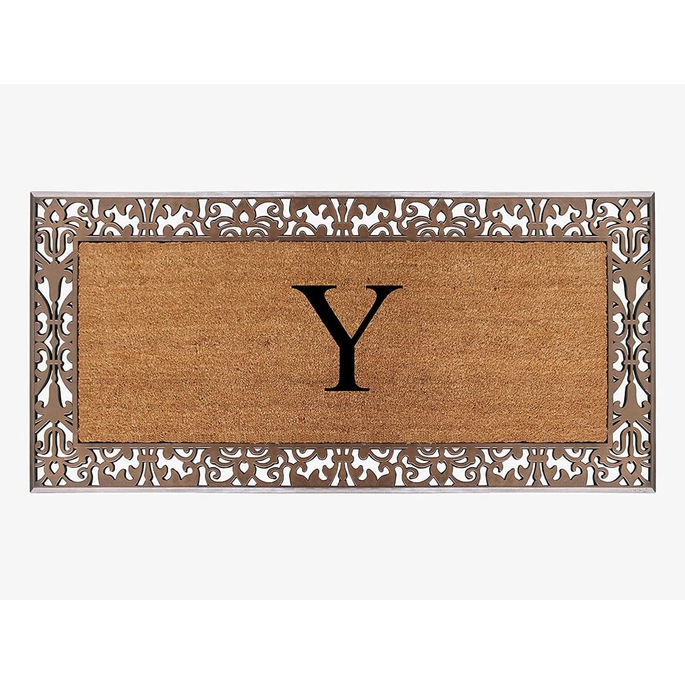 A1HC Natural Coir Monogrammed Door Mat For Front Door, 30"X60", Anti-Shed Treated Durable Doormat for Outdoor Entrance