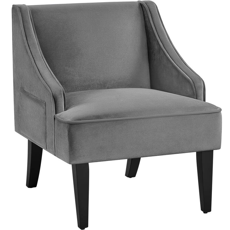 Yaheetech Modern Velvet Fabric Accent Chair with Rubber wood Legs