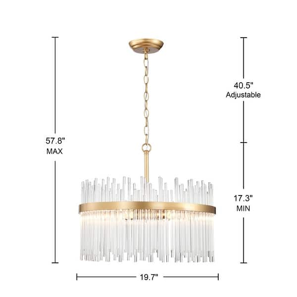 Casandra 5-light Shiny Bronze Chandelier with Clear Glass Bars - Shiny ...