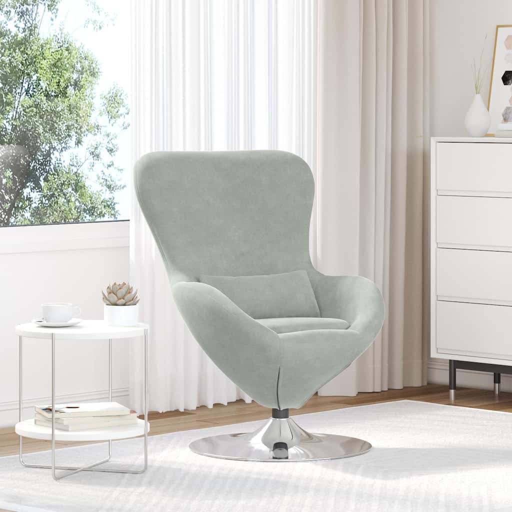 vidaXL Egg Chair Black/ Dark/Light Grey Velvet - 24.8 x 28.7 x 35.4