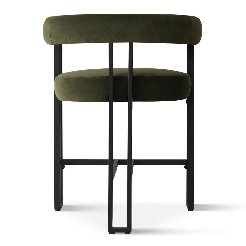 24" Seat Height Upholstered Velvet Solid back Counter Stool (Set os 4)