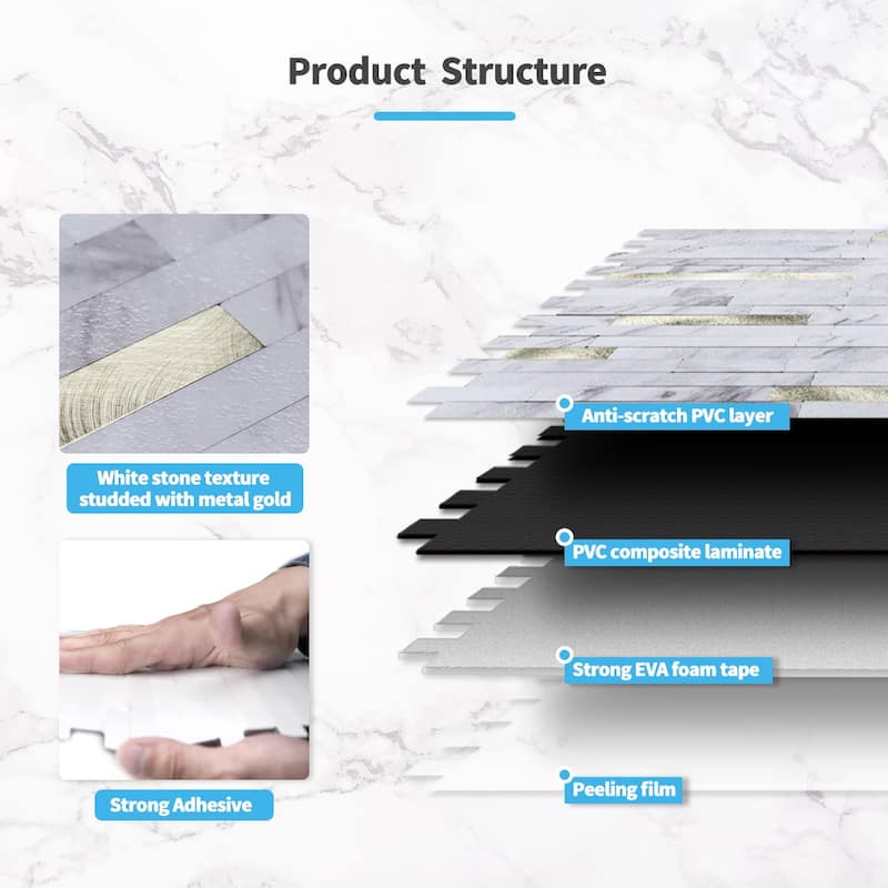 Art3d Peel and Stick Stone Backsplash Tile for Kitchen Bathroom(10 sq.ft/box)