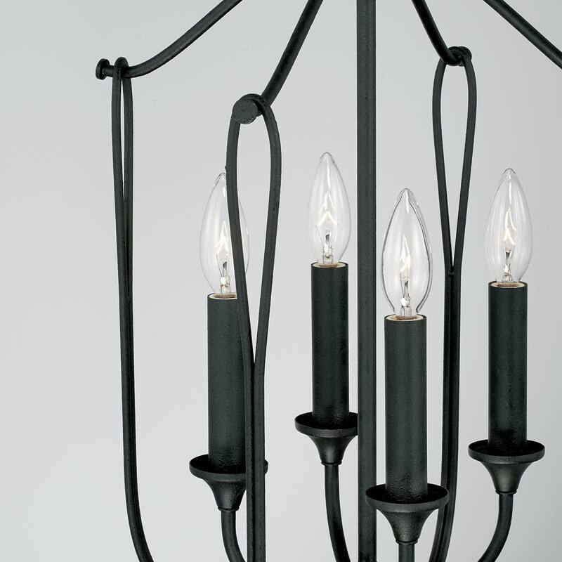 Bentley 14.75" 4-light Black Iron Foyer Pendant
