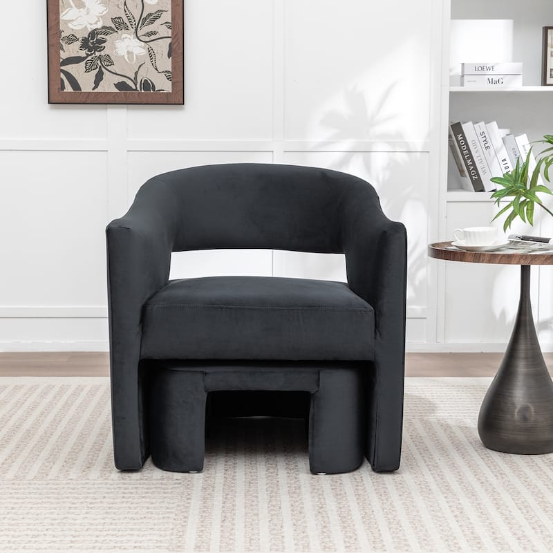 SEYNAR Modern Glam Velvet Accent Armchair Open Back with Ottoman