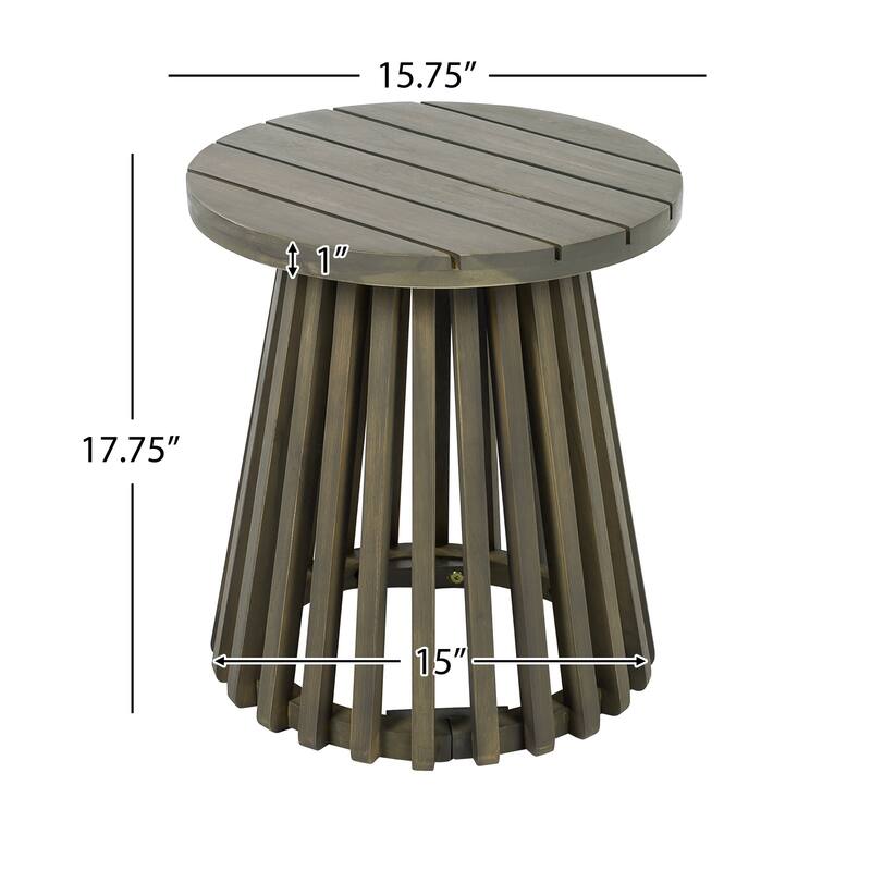 Outdoor Round Acacia Wood Patio Side Table