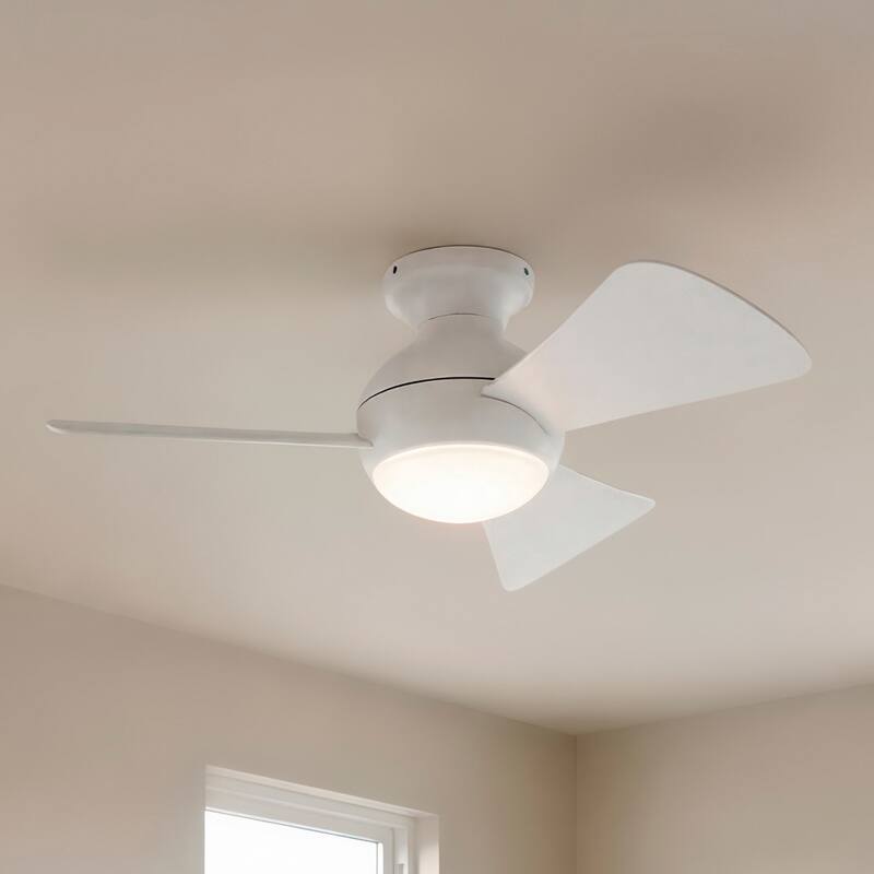 Kichler Lighting Sola Collection 34-inch Matte White LED Ceiling Fan