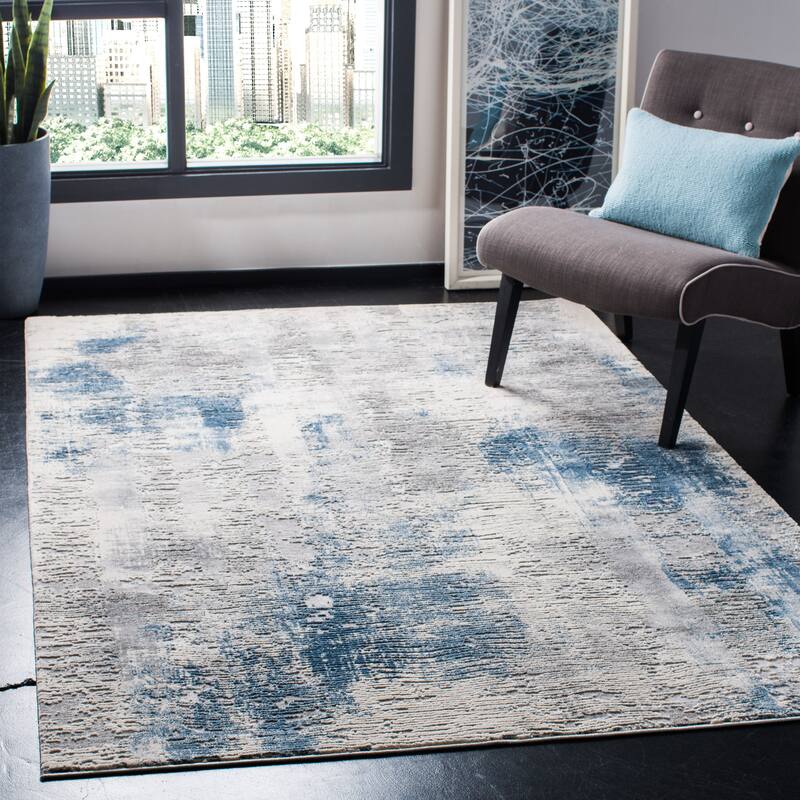 SAFAVIEH Invista Gwenda Modern Contemporary Abstract Textured Rug - 4' x 6' - Grey/Ivory