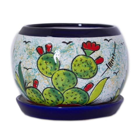 Novica Handmade Mexican Memories Ceramic Flower Pot