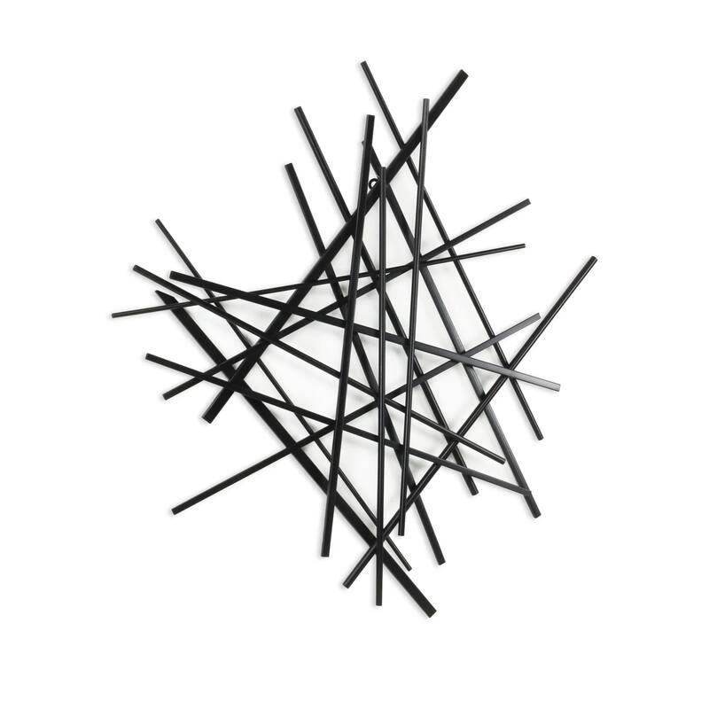 Avalon Metallic Linear Bars Abstract Hanging Wall Art - 28.5" - Black