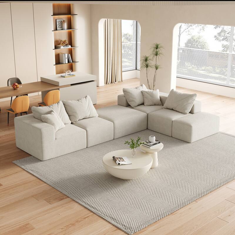 Living Room Modular Couch Chenille Upholstered Sectional Sofa Set