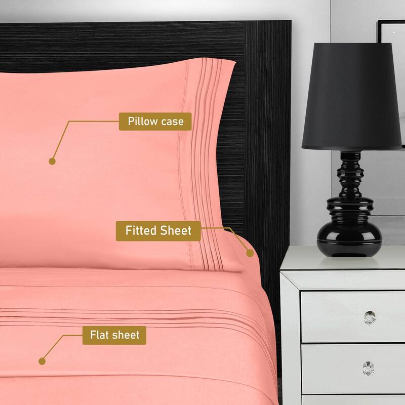 Superior Embroidered Microfiber Deep Pocket Bed Sheet Set