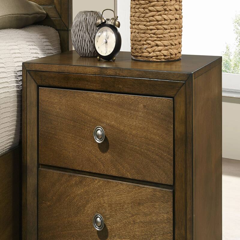 Walnut Finish 1pc Nightstand Bedside Table 2-Drawers