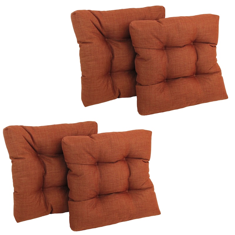 19-inch Square Tufted Indoor/Outdoor Chair Cushions (Set of 4) - 19" x 19" - Cinnamon