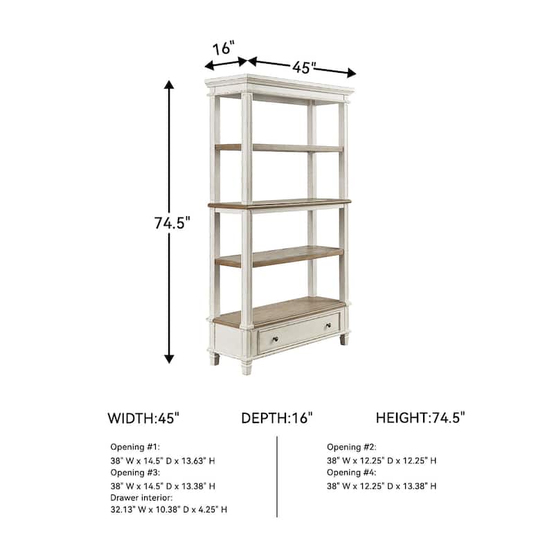 Signature Design by Ashley Realyn Casual Bookcase Two-tone - 45" W x 16" D x 74.5" H