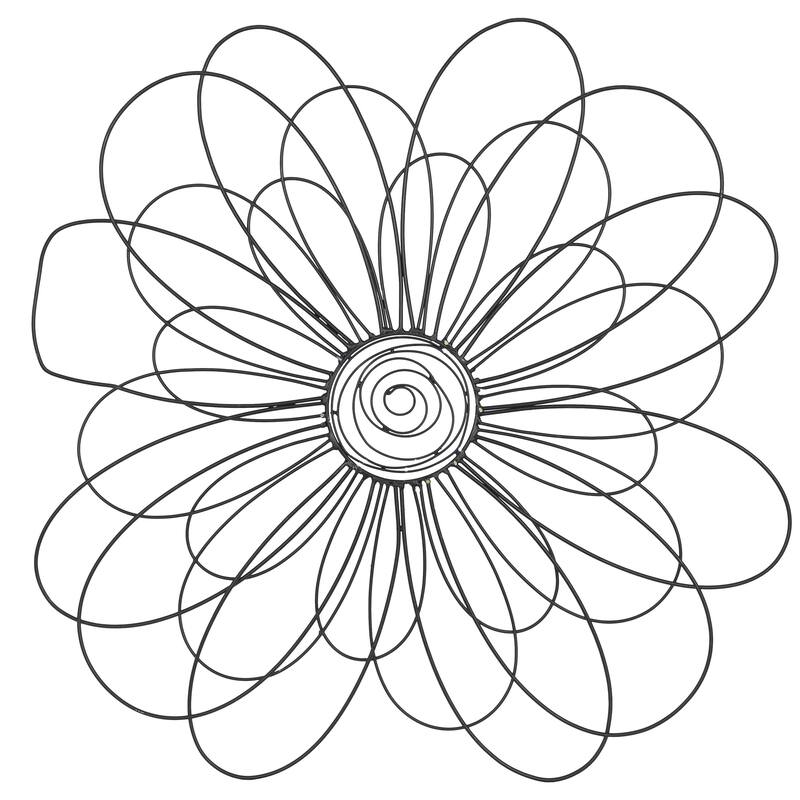 Metal Floral 3D Wire Home Wall Decor with Crystal Embellishments - Black - Roche River Decor - Black