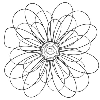 Metal Floral 3D Wire Home Wall Decor with Crystal Embellishments - Black - Roche River Decor
