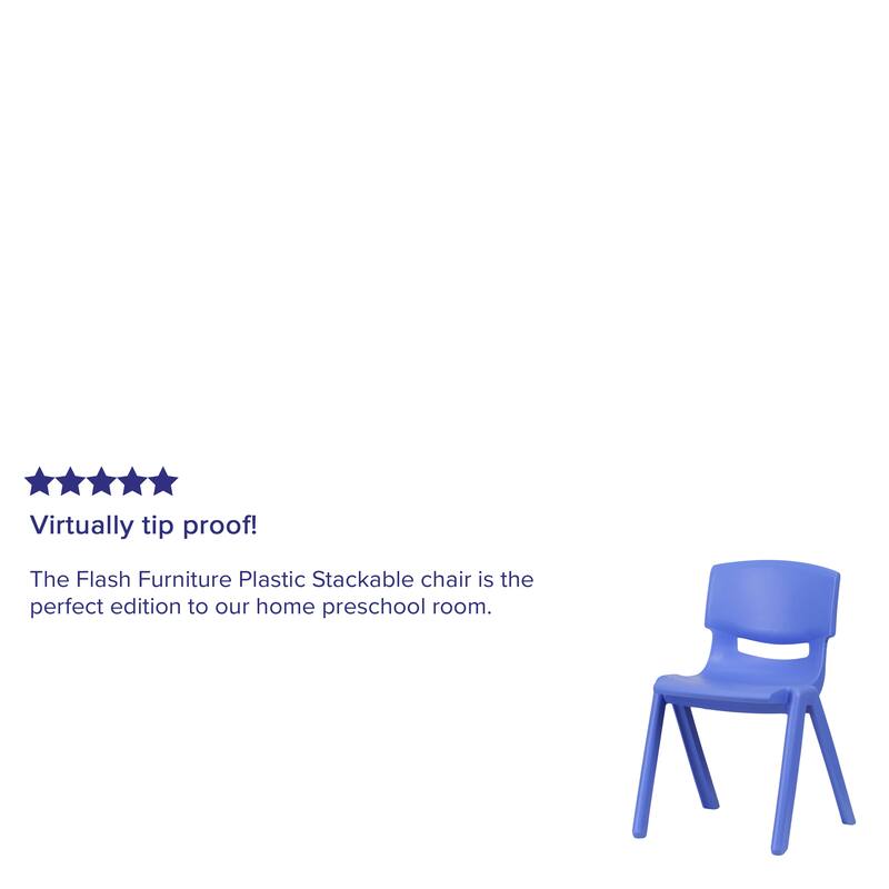 5 Pack Plastic Stackable School Chair with 13.25"H Seat - K-2 School Chair - 15.75"D x 14.5"W x 23.25"H