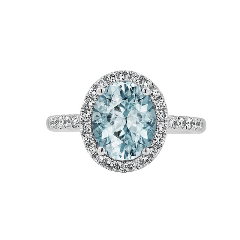 Auriya 1 3/4ct Oval Aquamarine and Halo Diamond Engagement Ring 3/8ctw 14k Gold