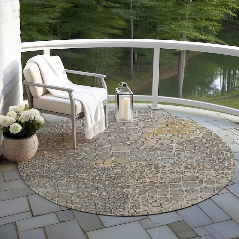 Machine Washable Indoor/ Outdoor Modern Cobble Chantille Rug