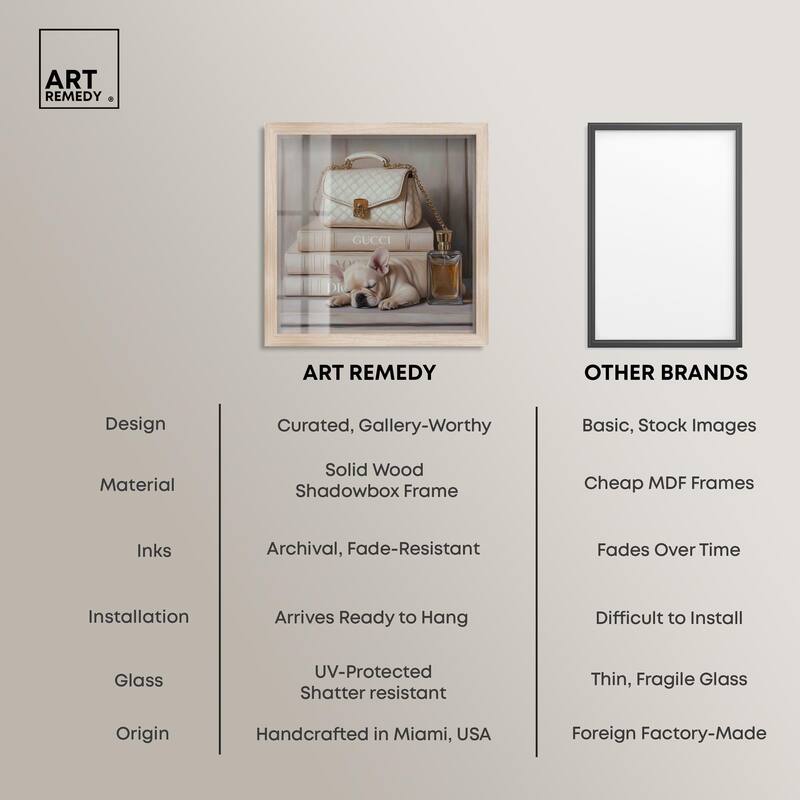 Ivory Books and Frenchie Shadowbox by Art Remedy