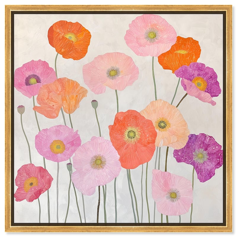 Sunset Poppy Chorus I Canvas by Art Remedy - Gold - 20" x 20"