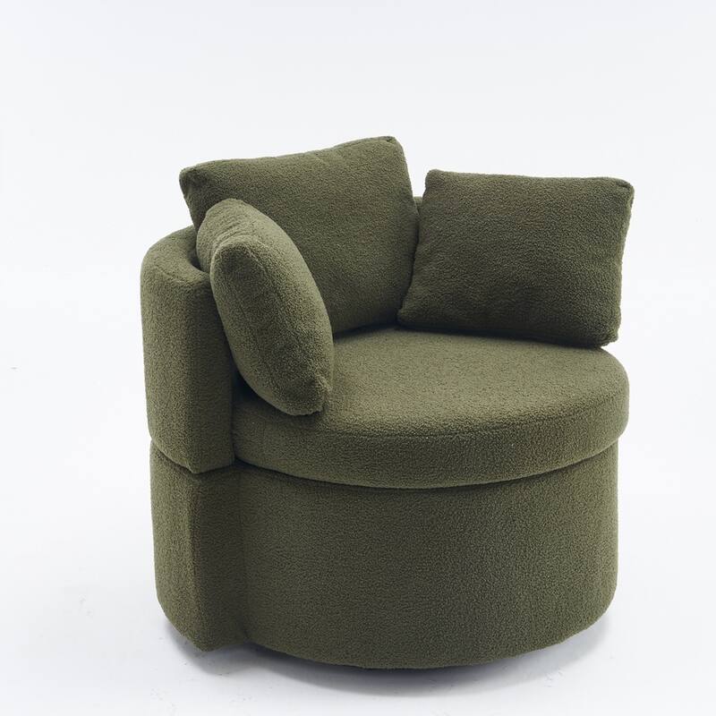 Swivel And Storage Chair With Back Cushion For Living Room
