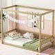 preview thumbnail 25 of 31, American Design Wooden Canopy Twin Size Floor Bed with Fence and Guardrails