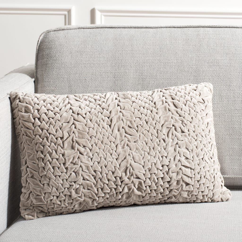 SAFAVIEH Neslihan Grey Ruched 12 x 20-inch Decorative Pillow