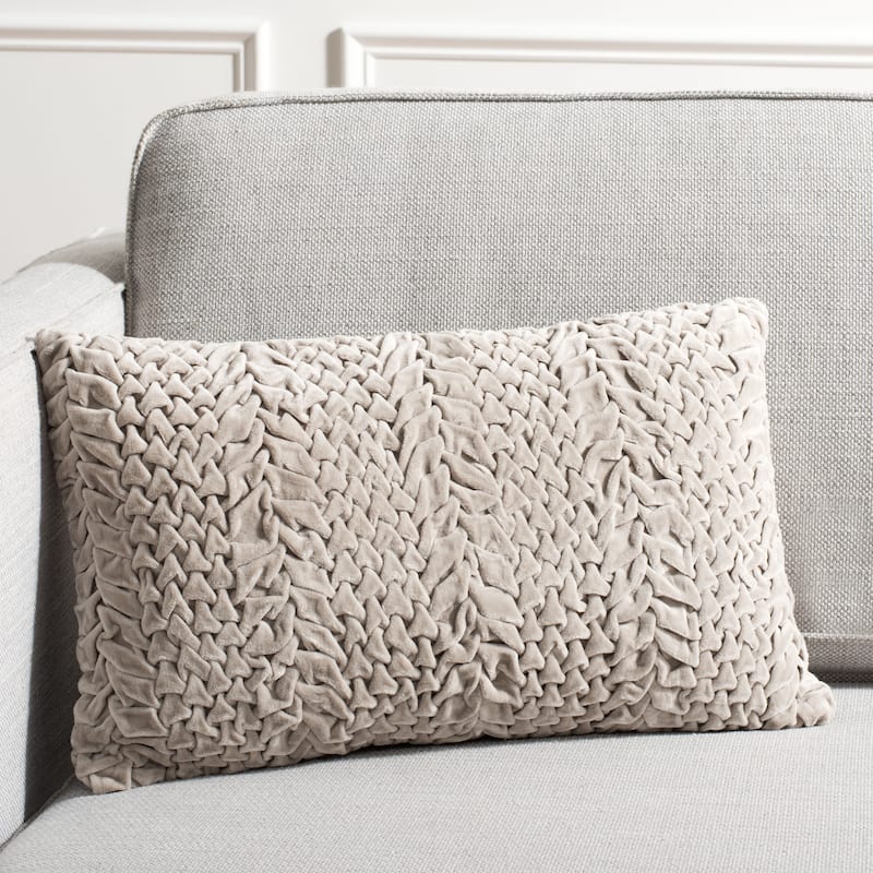 SAFAVIEH Neslihan Grey Ruched 12 x 20-inch Decorative Pillow