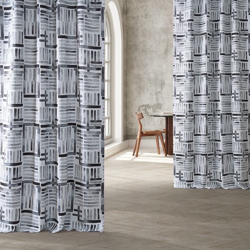 Exclusive Fabrics Modern Geometric Hashtag Blackout Room Darkening Curtain Panel Pair (2 Panels)