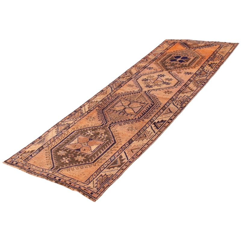 ECARPETGALLERY Hand-knotted Melis Vintage Copper Wool Rug - 4'2 x 12'2