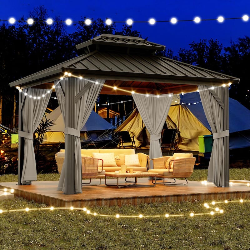 10X10FT,10X12FT,10X13FT,12X14FT,12X20FT Outdoor Galvanised Steel Hardtop Gazebo