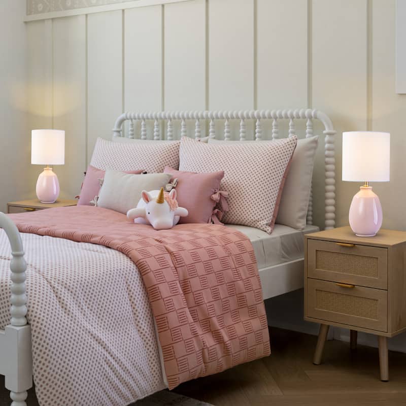 C Cattleya 19in Ceramic Table Lamp with Fabric Linen Shade