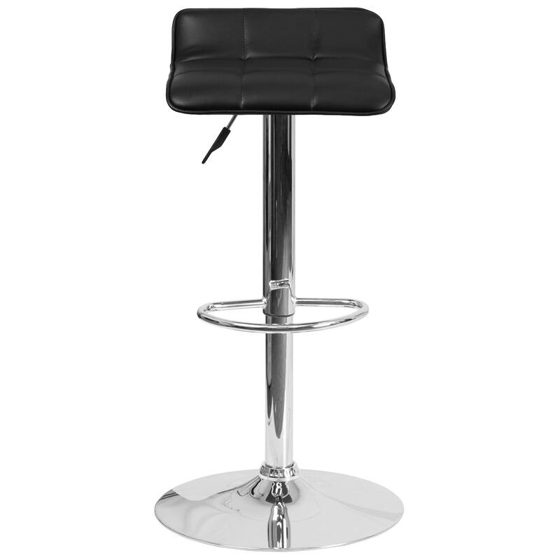 2 Pack Contemporary Vinyl Adjustable Height Barstool with Quilted Wave Seat
